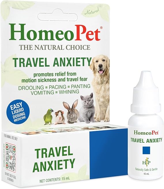 HomeoPet Travel Anxiety Relief for Dogs and Cats, 15 Milliliters