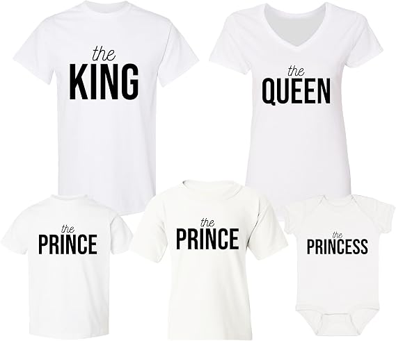 Custom Family Matching Tshirts - Custom Family Tshirts for Mom, Dad, Son, Daughter - King & Queen & Prince & Princess
