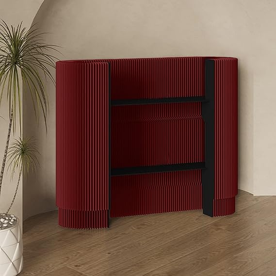Modern Reception Desk, Retail Checkout Counter, Curved Portable Check Out Stand for Craft Shows, Front Office Table, Display Rack for Small Spaces, Store, Hotel, Lobby