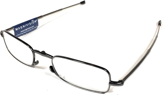 Magnivision Gideon Folding Reading Glasses with Case +1.50 With FREE microfabrics soft case lens cleaner