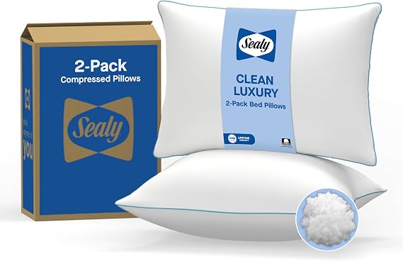 Sealy 100% Cotton Top Odor Control Pillow Standard/Queen 2 Pack