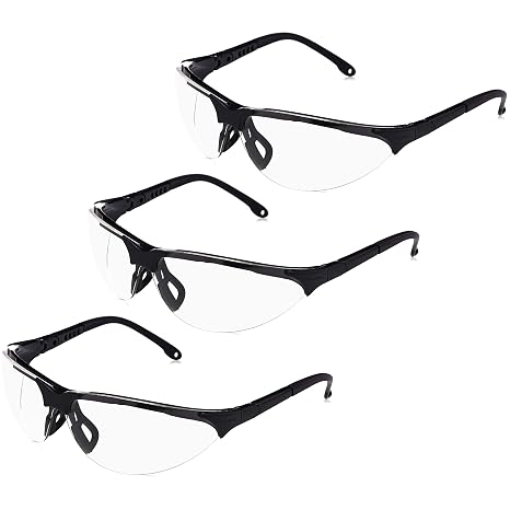 Amazon Basics Anti-Fog Shooting Safety Glasses Eye Protection, Clear Lens, 3-Count, Black
