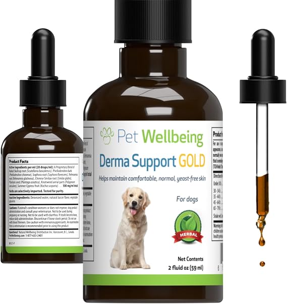 Pet Wellbeing Derma Support Gold for Dogs - Skin Yeast Balance, 2 oz
