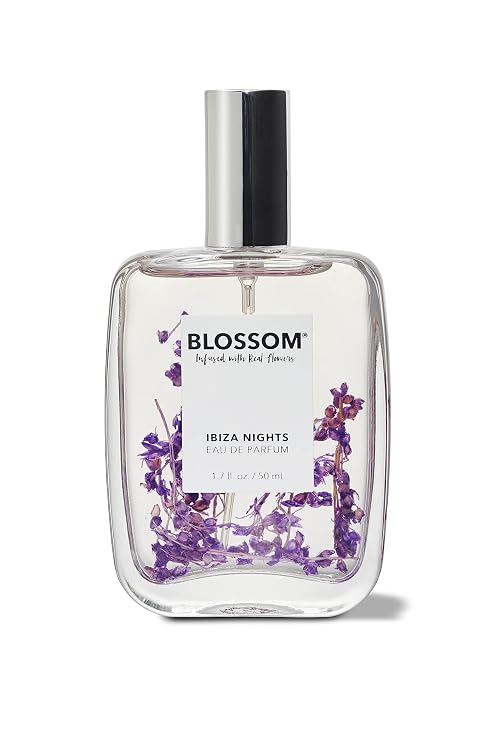 Blossom Unisex Eau De Parfum Spray Perfume for Women, Ibiza Nights, Made | TikTok Perfume Fragrance, Infused with Real Flowers, 1.7oz (Black Lotus, Jasmine, Vanilla, Mango, Spiced Blackberry)
