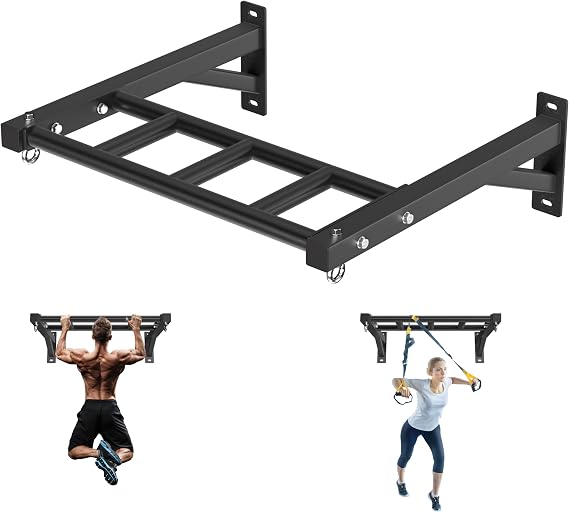 Wall Mounted Pull Up Bar, 600LB Heavy Duty Multi Grip Bar