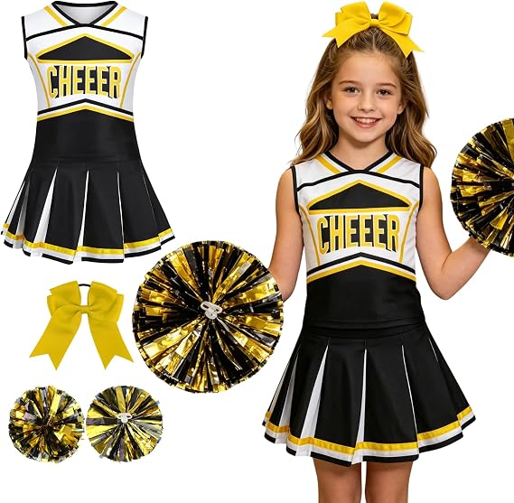 Colorful House Cheerleader Costume for Girls Cheerleader Uniform Outfit Child Cute Cheerleading Outfit for Halloween