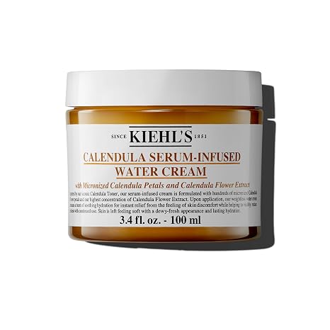 Kiehl's - Calendula Serum Infused Water Cream, 24-Hour Hydration | Gel Moisturizer for Evening Skin Tone - 24 Hour Hydration - Reduces Redness for Fresh & Radiant Skin