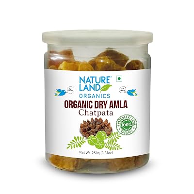 Natureland Organics Dry Amla Chatpata 250 Gm - Organic Healthy Gooseberry Candies 1 Count Pack Of 1 Brown