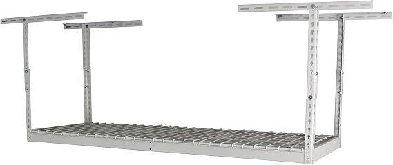 SafeRacks 2x6 Overhead Garage Storage Rack, White, 18"-33" Height