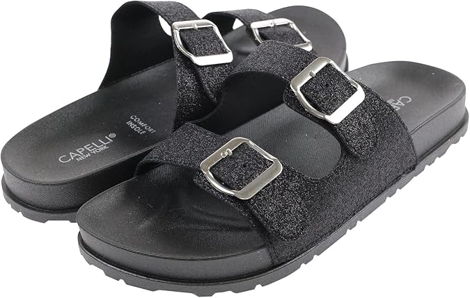 Capelli New York Women's Double Buckle Comfort Molded Injected Flip Flop