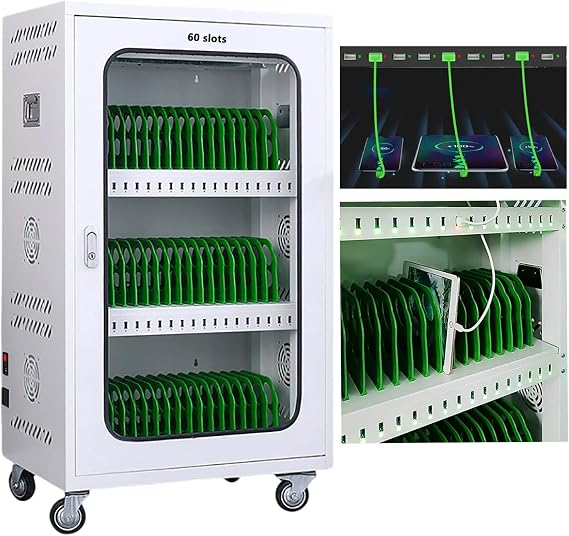 Tablet Pc/Mobile Phone Charging Cabinet, with Charging Indicator Light, Aluminum Alloy Door Lock, 5V 2A Fast Charging, for Use in Schools, Shopping Malls, Restaurants,60slots