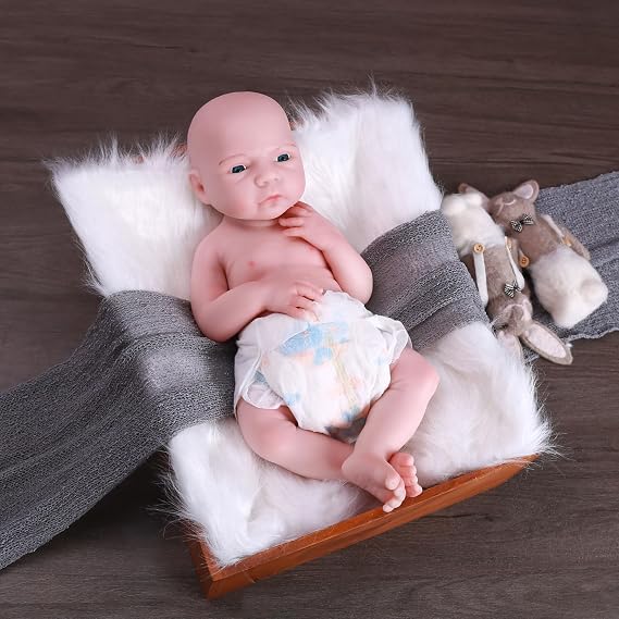 18.5 inch Realistic Full Silicone Baby Doll Can Drink Water, Lifelike Reborn Baby Dolls, Toy, and Collectible Bald Boy (Boy Drink & Wet)