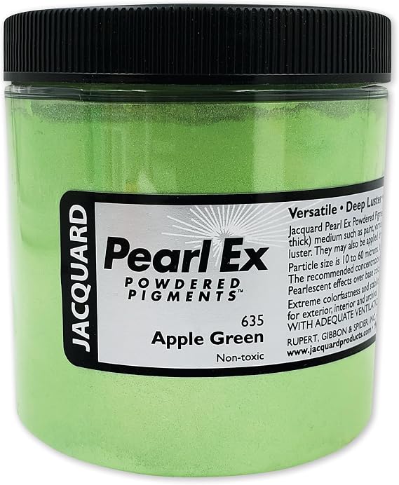 Jacquard Pearl Ex Pigment Powder 4oz Apple Green - Loose Mica Powder for Epoxy Resin, Watercolors, Calligraphy Ink & Clay - Epoxy Pigment Powder - Epoxy Resin Color