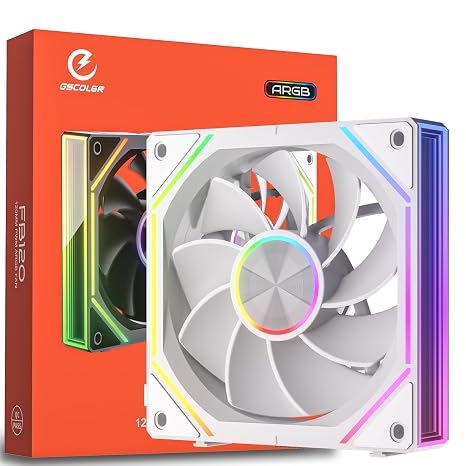 FB120-White 120mm Case Fan Reverse Blade, Wireless Splicing/Daisy Chain Design, Infinity Mirror 16.8M Color ARGB PC Fan PWM Speed Control, High Airflow, Quiet Cooling for Gaming PC Build
