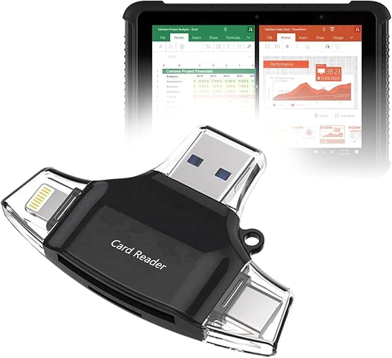 BoxWave Smart Gadget Compatible with Vanquisher SV-16H Rugged Tablet (10 in) - AllReader SD Card Reader, microSD Card Reader SD Compact USB - Jet Black