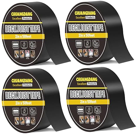 4-Pack,Deck Joist Tape 2" X 50' Black Joist Tape for Decking,Decking Tape