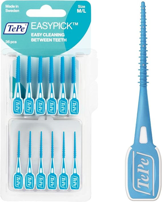TePe EasyPick Kürdan, Mavi, ISO M-L, 36 adet, Seyahat Çantası Dahil