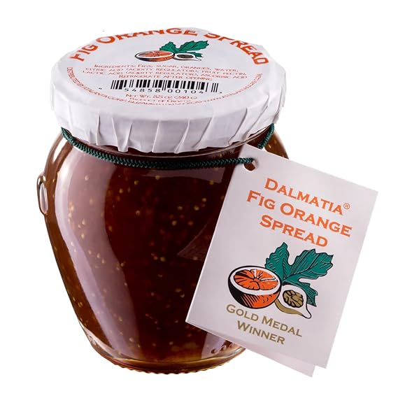 Dalmatia Orange Fig Spread, 8.5 oz | Mediterranean Citrus & Fig Blend | All-Natural, Non-GMO | Perfect for Cheese Boards, Glazes, and Breakfast | Product of Croatia