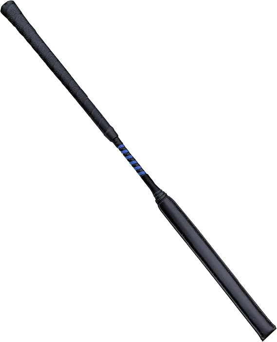 Padded Jockey Whip for Horses Racing Race Exercise Eventing Cross Country Horse Riding Crop Jumping Jump - Equestrian - Black Blue - 27 inch / 68cm
