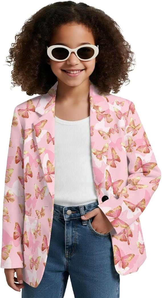 2026 Girl's Blazer Relaxed Fit Long Sleeve Teen Blazer Jacket Open Front Lightweight Suit Coat
