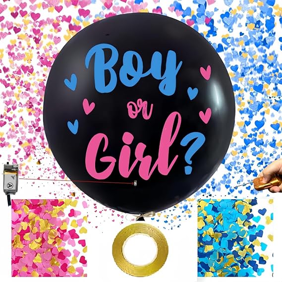 gender reveal balloon remote burst, 36 in,with remote control tools,You can pop the balloons remotely,equip Blue and Pink Baby Shower Gender Reveal Party Supplies Decoration Kit (black-BOg)