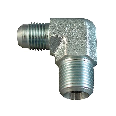 9063-06-06 Series 9063 Carbon Steel 90 Elbow Adapter, 9/16"-18 Male JIC x 3/8"-19 Male BSPT, JIC x BSPT, Carbon Steel