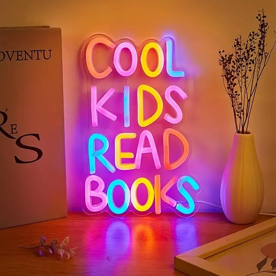 Cool Kids Read Books Neon Signs Books Neon Light for Reading Room Hanging Decorations Library Classroom Read Corner Decor with Dimmable Switches chjjwezx for Bedroom Decor