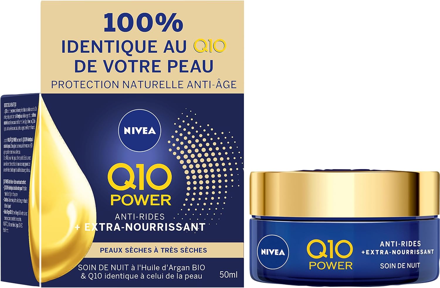 Q10 Anti Wrinkle Extra Nourishing Night Care Cream 50ml, Dry and Mature Skin, Argan Oil