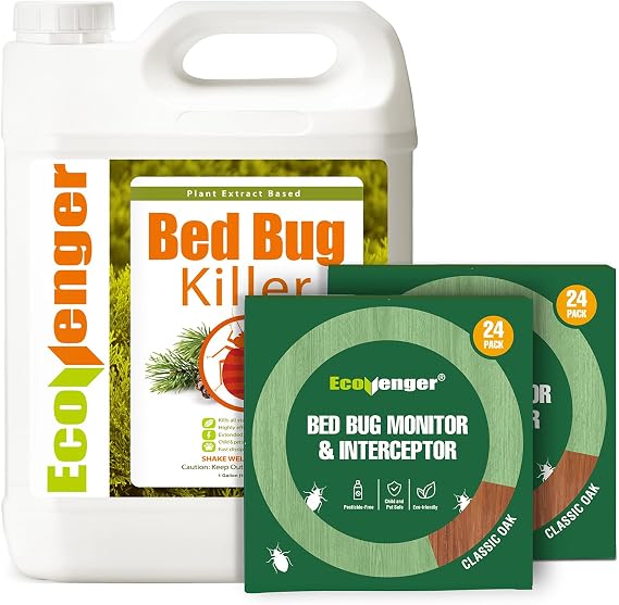 EcoVenger Bed Bug Control Kit - 128oz Spray and 48 Ct Glue Trap Interceptors Eco-Friendly Pet Safe Kills on Contact with 14-Day Residual