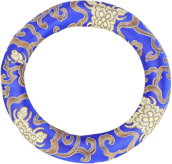 Singing Bowl Cushion, Silk Round Design, Meditation Cushion, Blue for Meditation Yoga Spiritual Home Practice