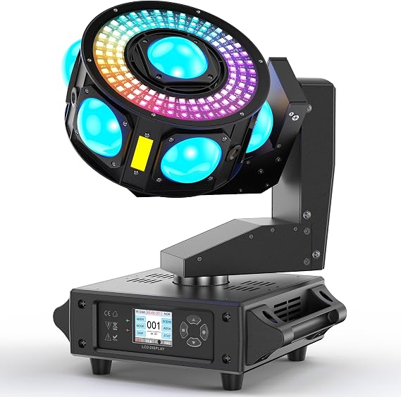 160W 3-Axis Moving Head Lights RGBW 540Rotation DJ Light with Strobe Effects DMX512 19/25CH with Sound Activated Moving Head Beam Stage Light for Disco Wedding Parties Live Show Bar