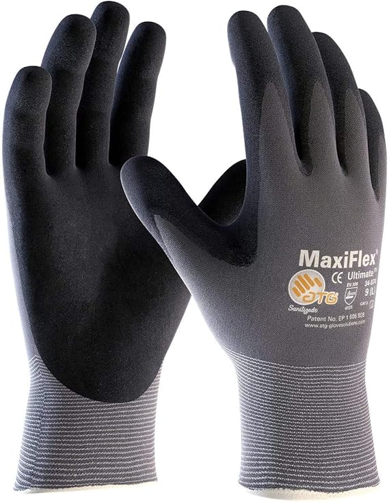 MaxiFlex Safety Work Gloves 34-874 Nitrile Micro-Foam Grip Palm & Fingers - Excellent grip and abrasion resistance