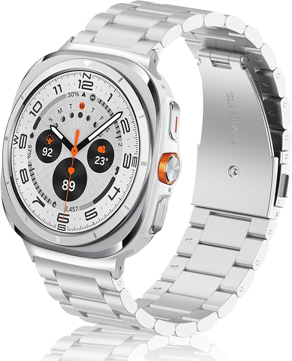 Watch Strap Compatible with Samsung Galaxy Watch Ultra 47 mm Bracelet Men Women Stainless Steel Replacement Strap for Samsung Galaxy Watch Ultra 47 mm - Silver