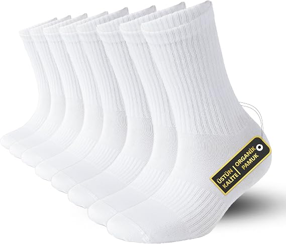 SONNORS 4 Pairs Unisex Men's Socks and Women's Sports Socks - Breathable Athletic Performance and Compression Tennis Socks - Black & White in 4