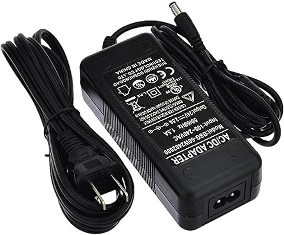 24V 2.5A 60W AC/DC Power Adapter, 5.5x2.5mm DC Plug with Spring Clips, Black, UL-Listed, 3206-24V