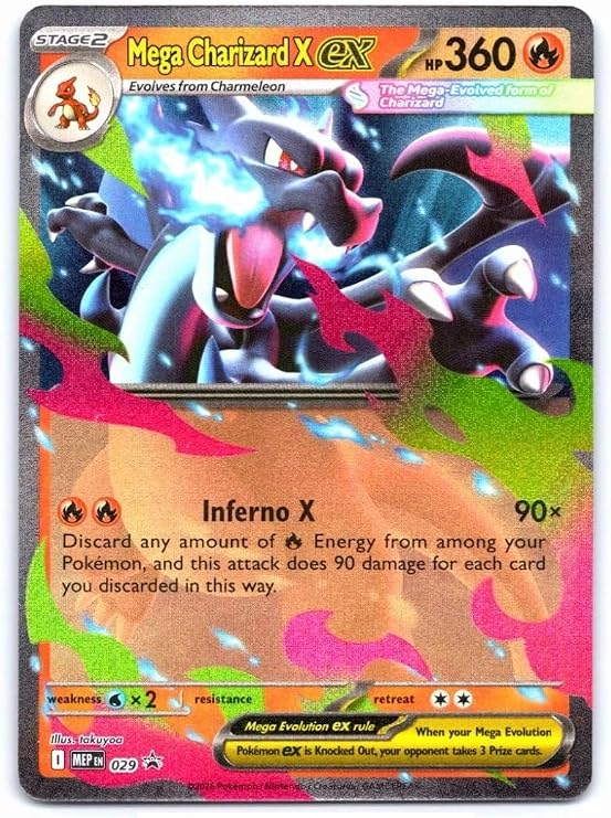 Mega Charizard X EX MEP029 Pokemon Promo Card | Ultra Rare Foil | Black Star Mega Evolution Promo | Titan Authenticated for Collectors, Trainers & Fans