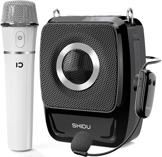 SHIDU 50W Peak Voice Amplifier with Wireless Microphone Headset & Handheld