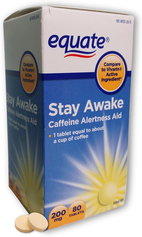Caffeine Tablets- Stay Awake 200mg, 80 Count (Pack of 1)