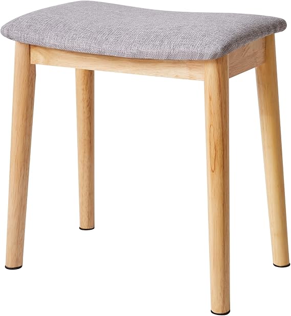 IBUYKE Saddle Cushion Vanity Stool Chair, Piano Bench, Light Gray WBD007NG