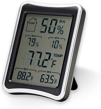 SnapSafe Digital Hygrometer, 75909 - Indoor Temperature and Humidity Monitor with Touchscreen LCD Display - Ideal Room Thermometer Hygrometer for Gun Safes & Cabinets, Closets, Workbench & More