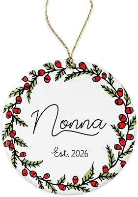 GavinsDesigns Nonna Est. 2021 Christmas Tree Ornament - New for Gifts from Grandkids Gift to Be Ceramic Both Sides, White