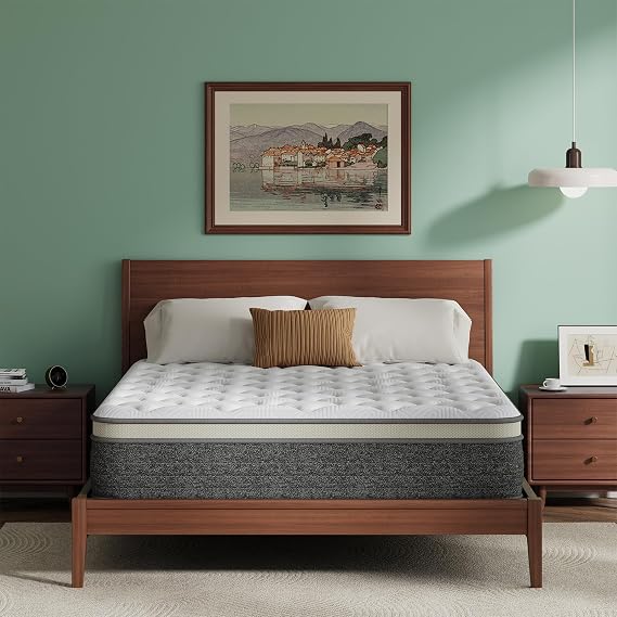 Queen Mattress, 12 Inch Hybrid Queen Size Mattresses, Medium Firm Feel, Cooling Gel Memory Foam & Pocket Springs with Pressure Relief, CertiPUR-US Certified, Fiberglass Free