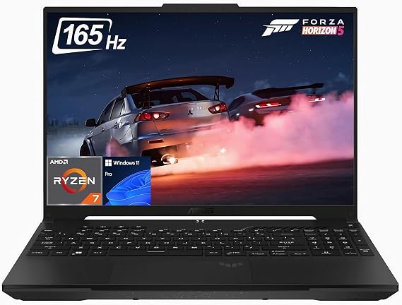 ASUS TUF A16 Gaming Laptop, 16" WUXGA 165Hz Display, AMD 8-Core Ryzen 7 7735HS, AMD Radeon RX 7600S (Beat GeForce RTX 3050 Ti), 64GB DDR5, 2TB PCIe 4.0, RGB Keyboard, Wi-Fi 6, RJ-45, HDMI, Win 11 Pro