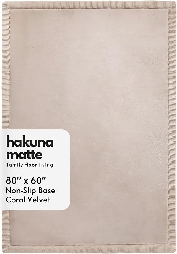 Hakuna Matte CloudSoft Mat for Floor 60" x 80" Beige | Coral Velvet high-density foam Rug Non-Slip, Water-Resistant