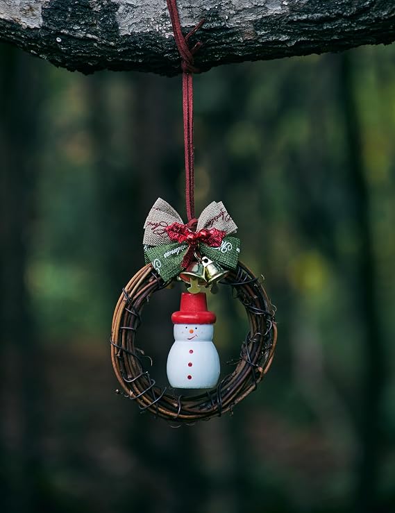 Miamor Christmas Themed Dream Catcher Small Size Rattan Ring with Wooden Santa Claus Christmas Indoor Wall/Window/Car Interior Rearview Mirror Dangle Boho Car Charms Hanging Decorations