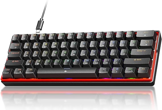 KEMOVE K61SE Gaming Mechanical Keyboard, 60 Percent Wired RGB Backlit N-Key Rollover Compact Mini 61 Keys Keyboard for PC Laptop, Red Switch
