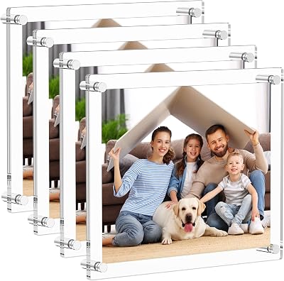 AITEE 8.5x11 Acrylic Picture frame 4 Packs,Modern Hanging Transparent Lucite Square Frames for Photo Diploma Degree Certificate Art Wedding Gallery Display, Double Panel