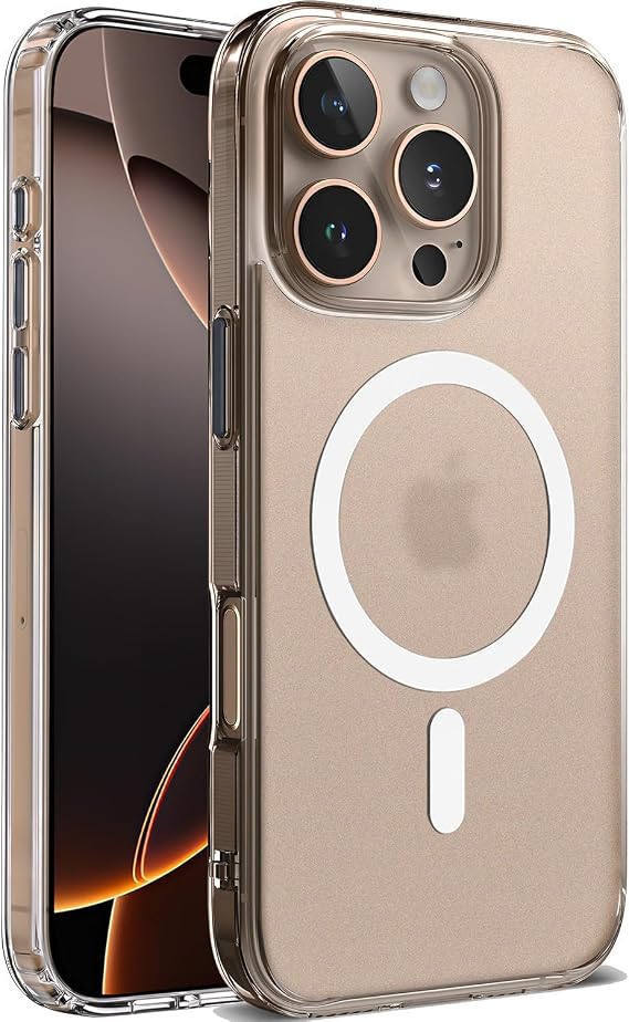 Minesk iPhone 16 Pro Max için Mat Şeffaf MagSafe ile Uyumlu Kılıf Parmak izi Bırakmayan Mat Arka Kısım ve Ultra Şeffaf Kenarlar Silikon Kılıf Kapak (Manyetik, 16 Pro Max)