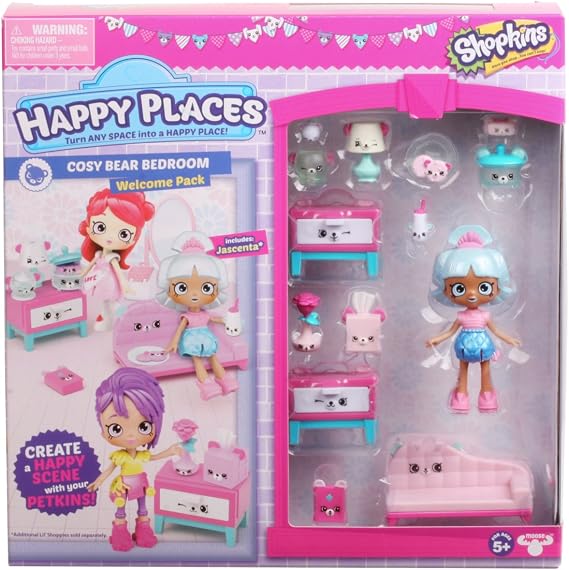 Happy Places Shopkins S3 Welcome Pack - Cosy Bear Bedroom Toy, Multi Color, 2.48'' x 9.84'' x 9.84''