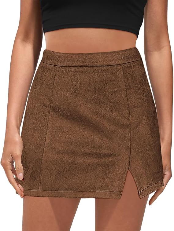 2026 Womens Fall High Waisted Side Split Mini Skirts